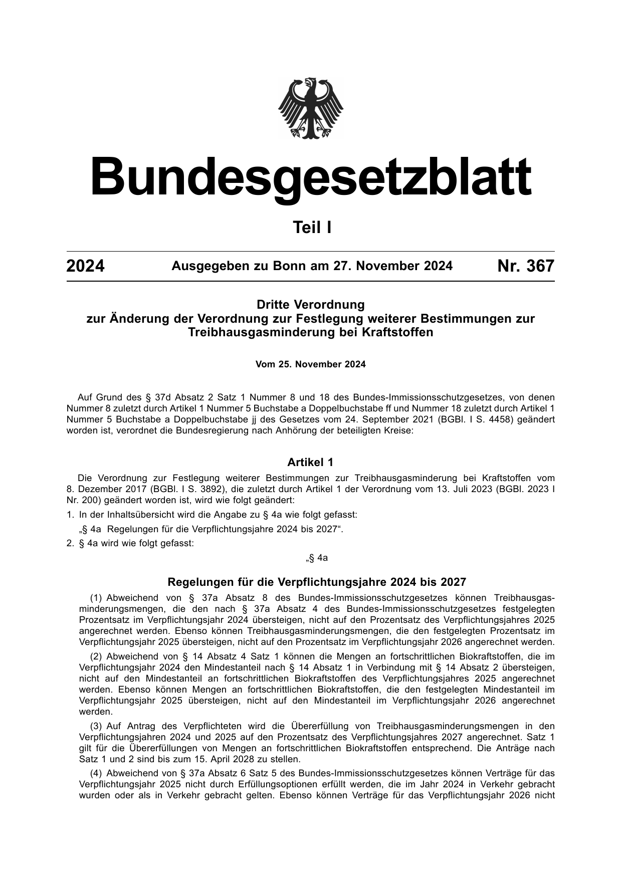 BGBl. 2024, Seite 1 — Originalseite als Abbildung