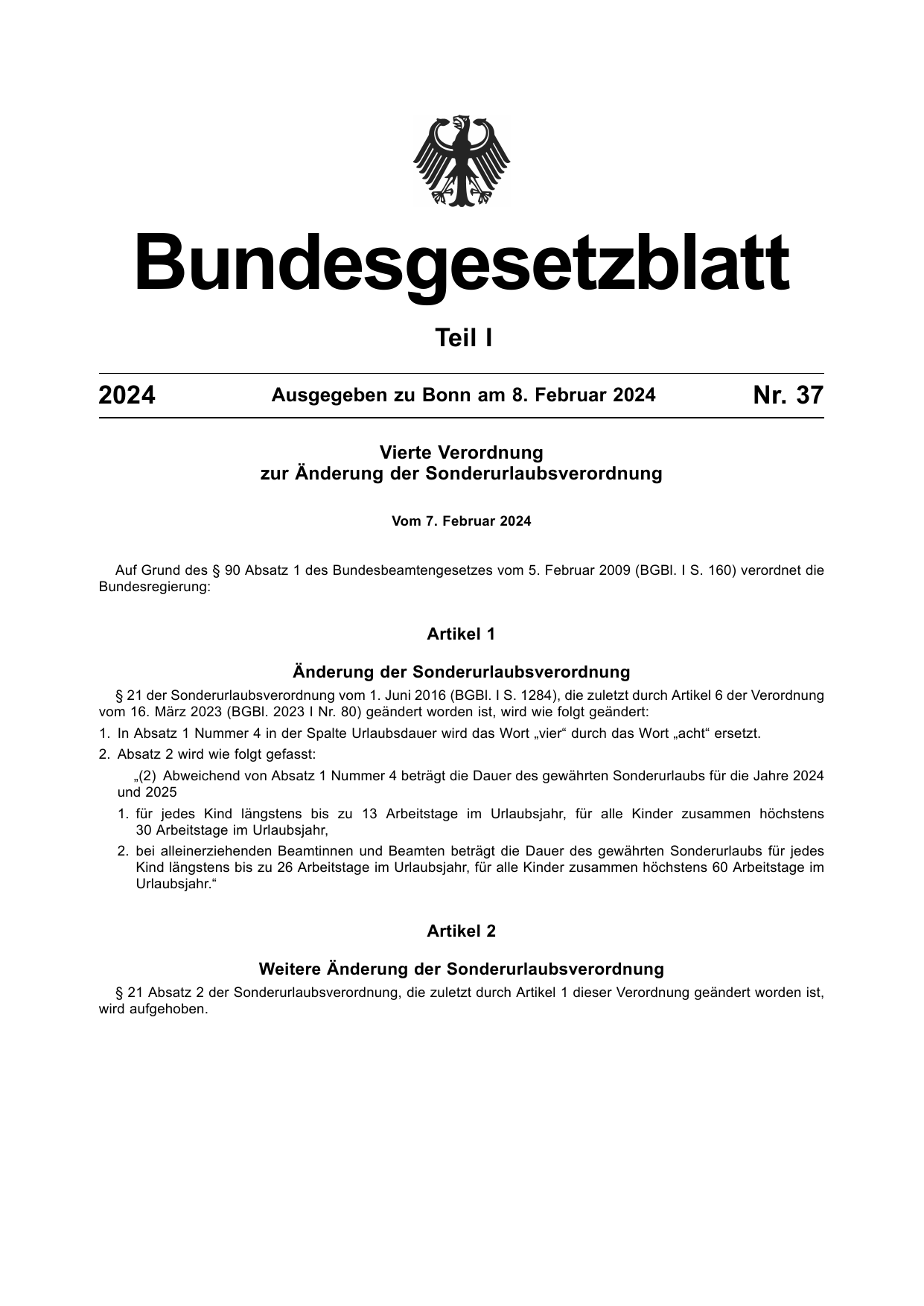 BGBl. 2024, Seite 1 — Originalseite als Abbildung