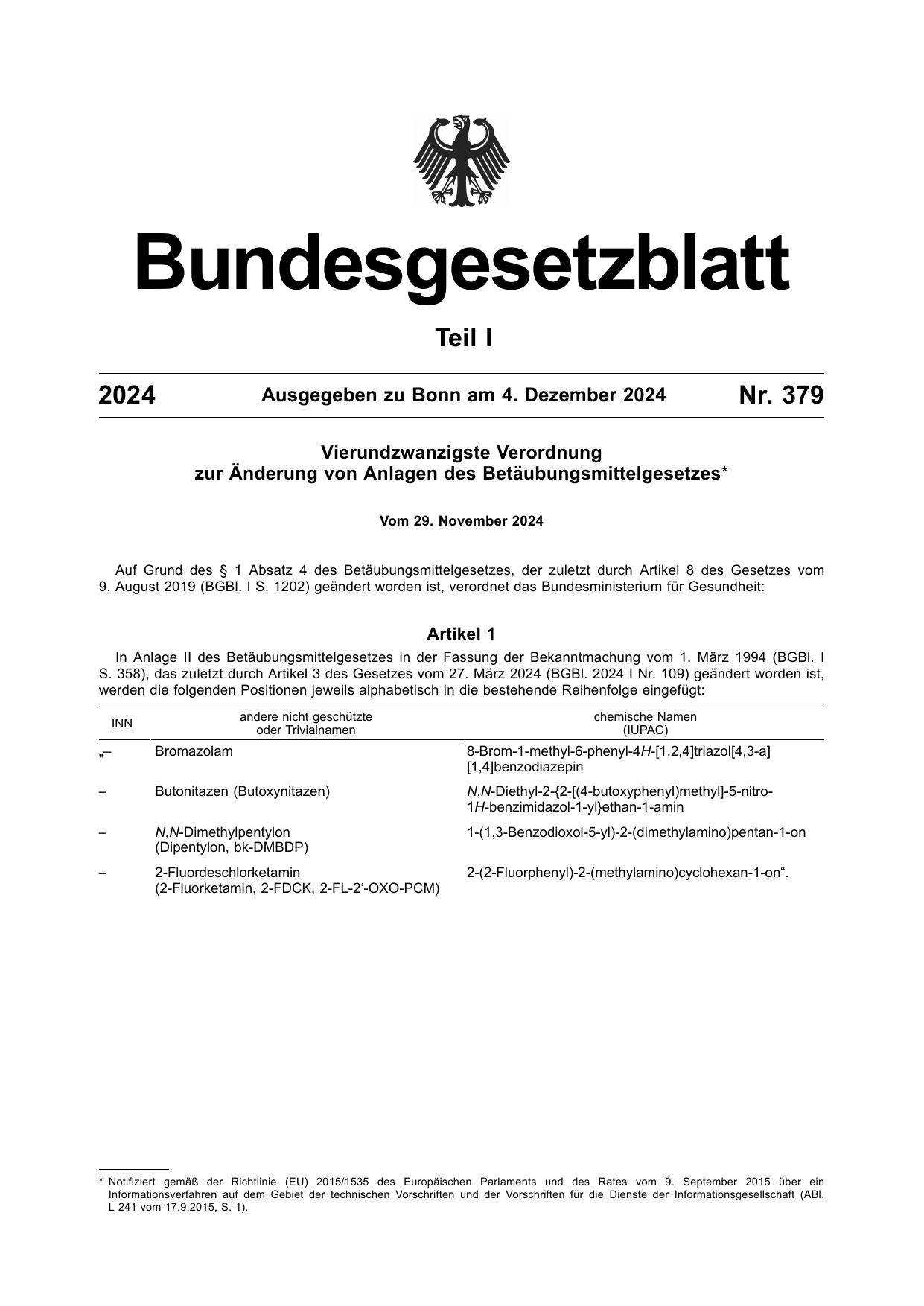 BGBl. 2024, Seite 1 — Originalseite als Abbildung