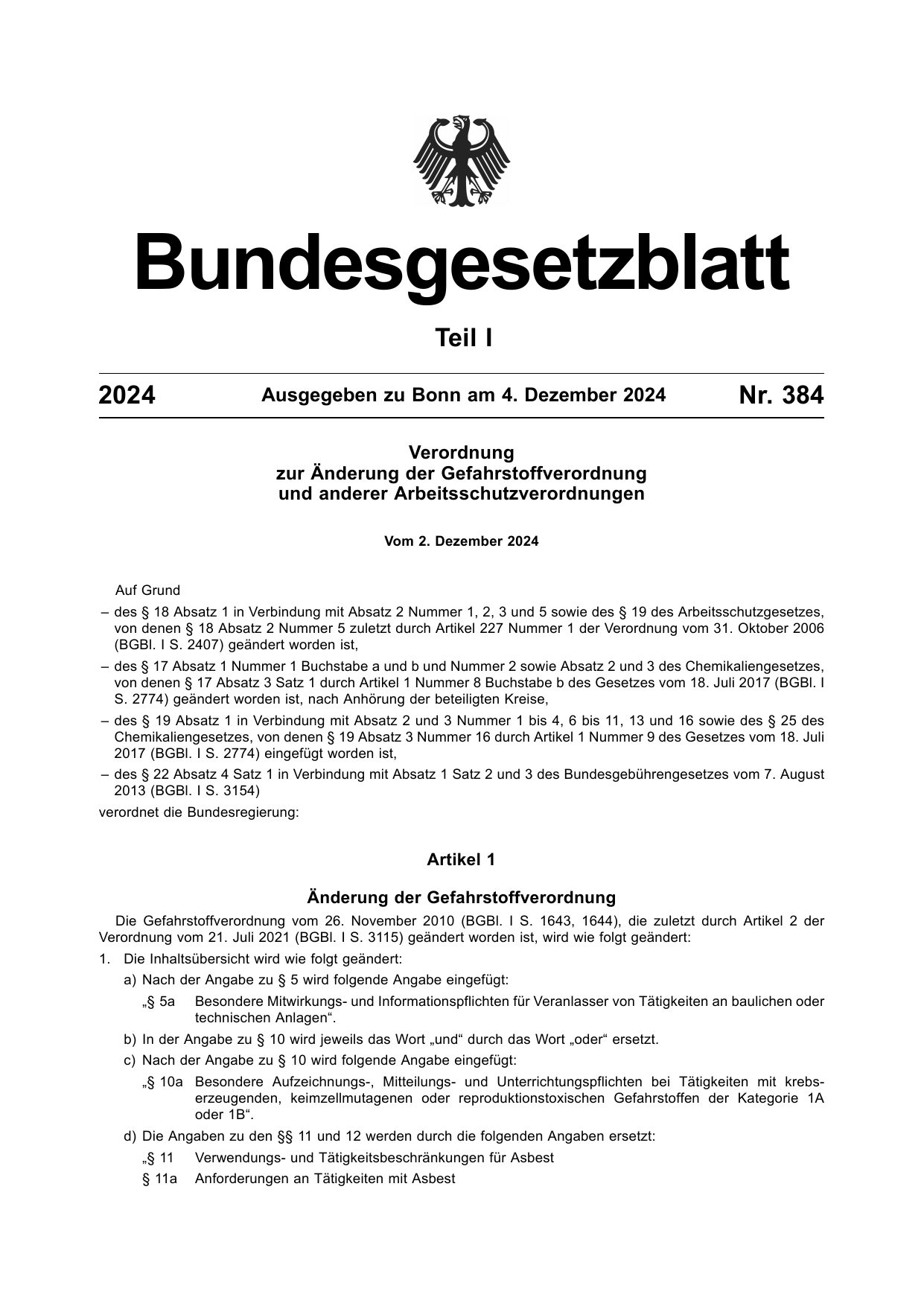 BGBl. 2024, Seite 1 — Originalseite als Abbildung