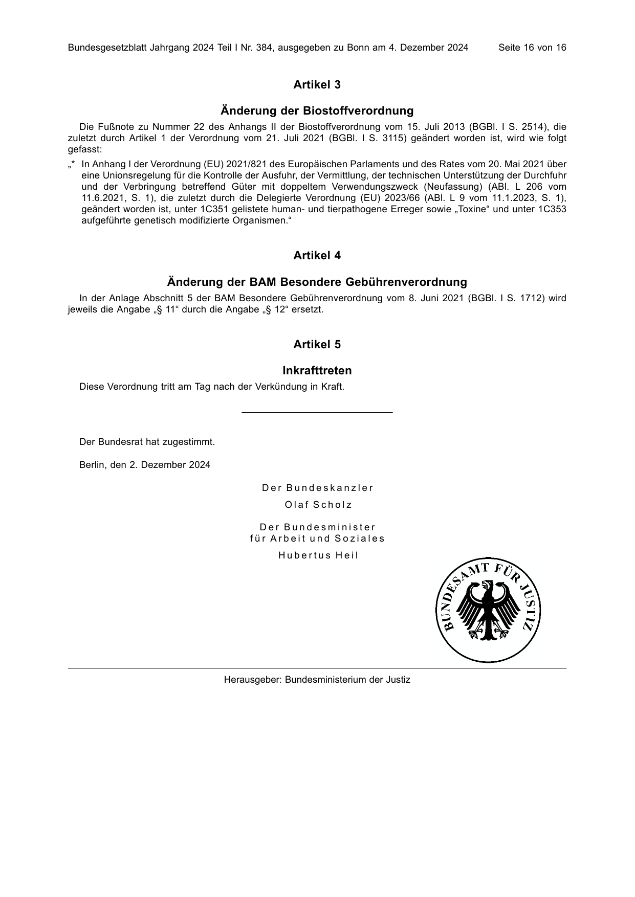 BGBl. 2024, Seite 16 — Originalseite als Abbildung