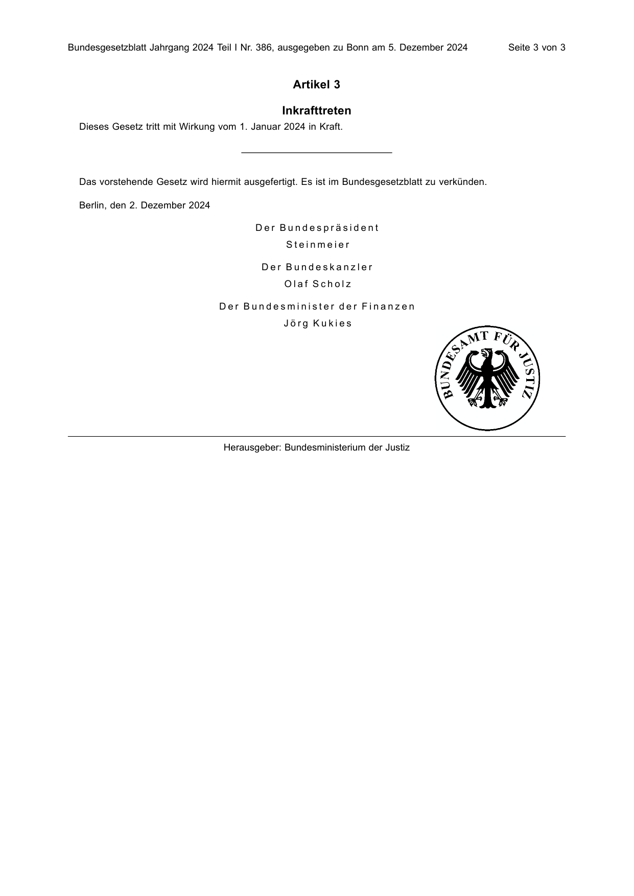 BGBl. 2024, Seite 3 — Originalseite als Abbildung