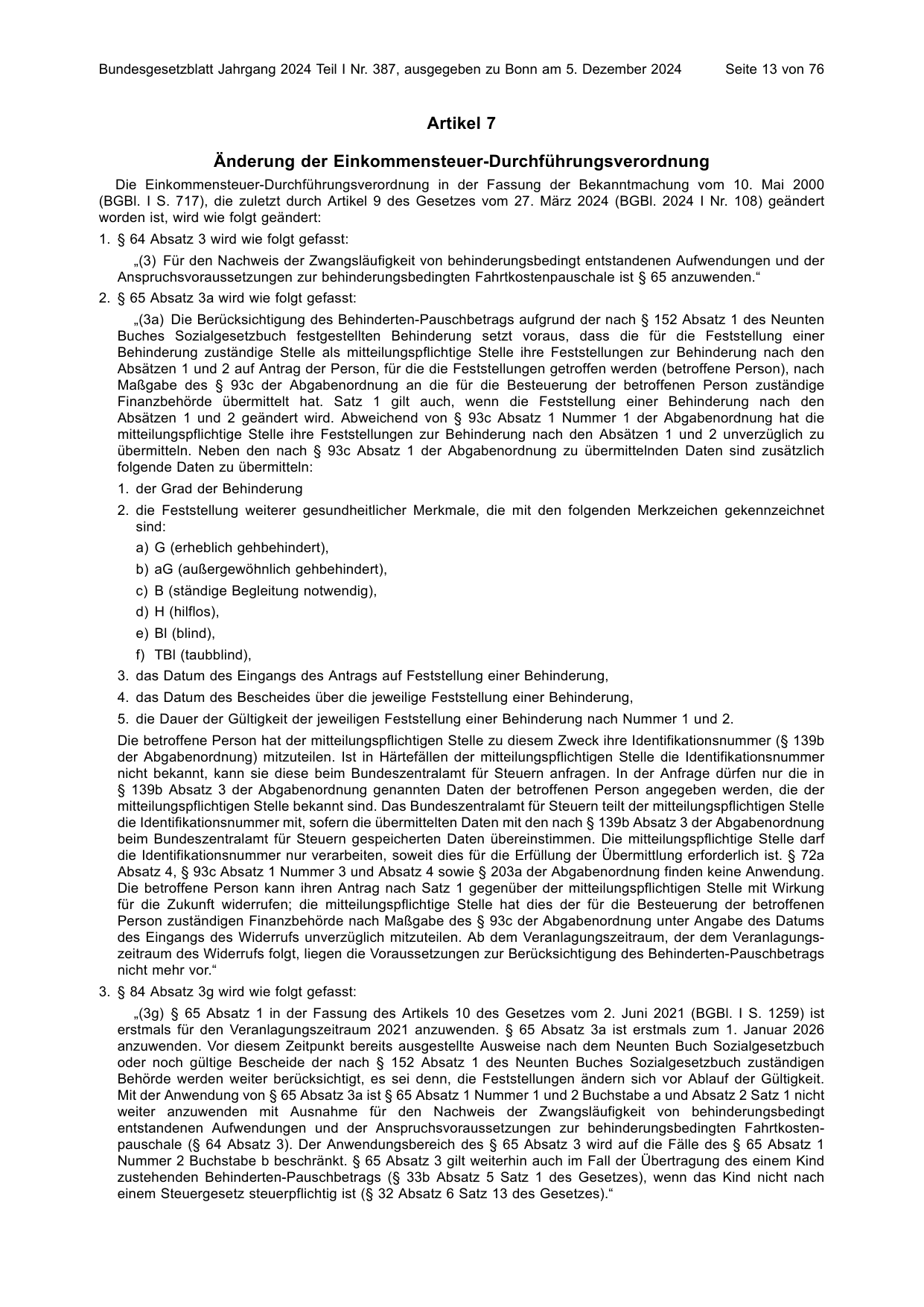 BGBl. 2024, Seite 13 — Originalseite als Abbildung