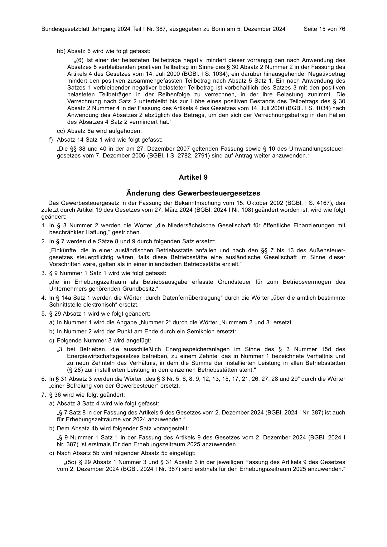 BGBl. 2024, Seite 15 — Originalseite als Abbildung