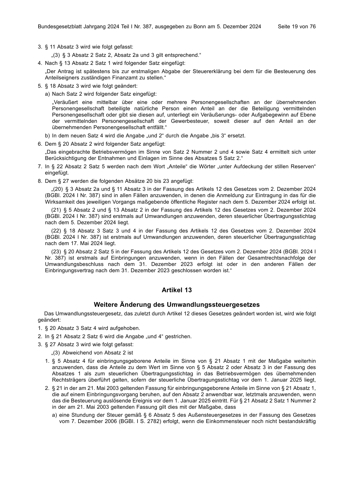 BGBl. 2024, Seite 19 — Originalseite als Abbildung