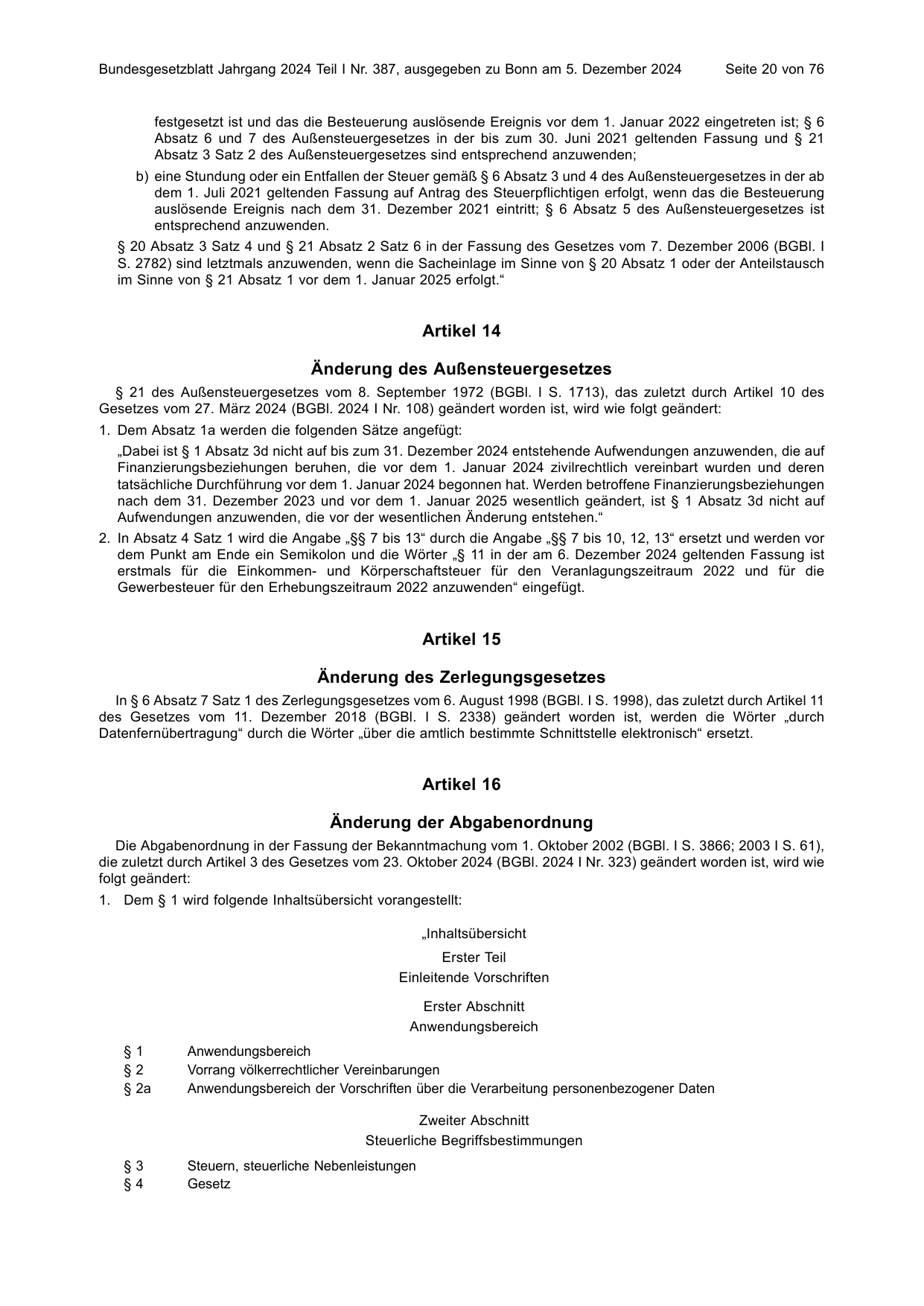 BGBl. 2024, Seite 20 — Originalseite als Abbildung