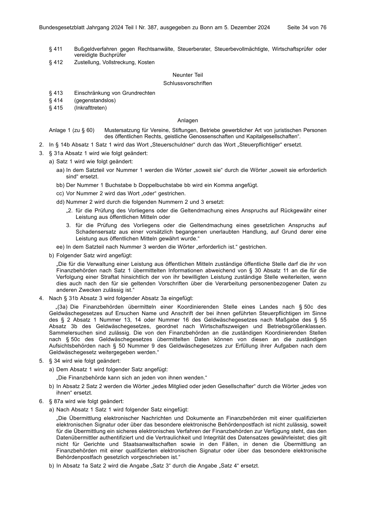 BGBl. 2024, Seite 34 — Originalseite als Abbildung