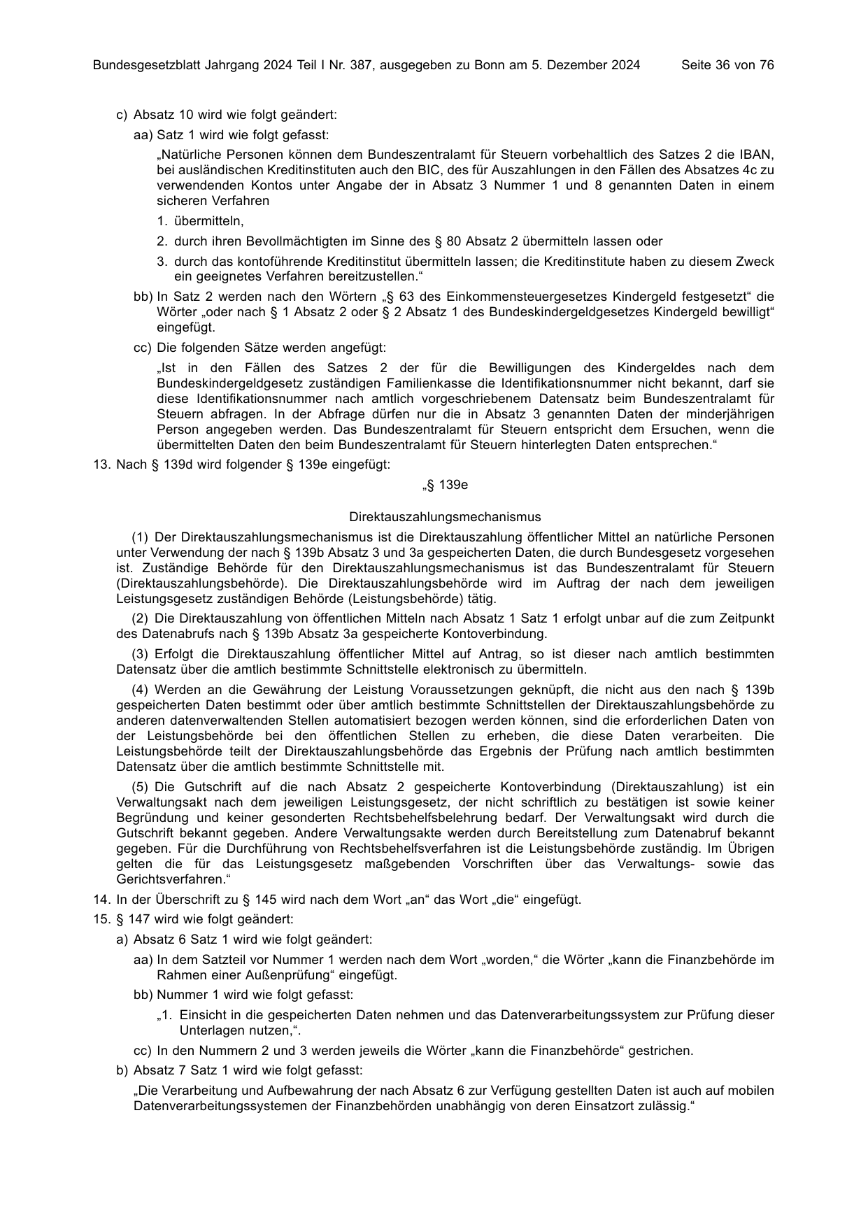 BGBl. 2024, Seite 36 — Originalseite als Abbildung