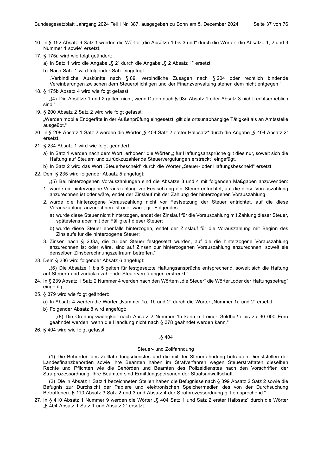 BGBl. 2024, Seite 37 — Originalseite als Abbildung