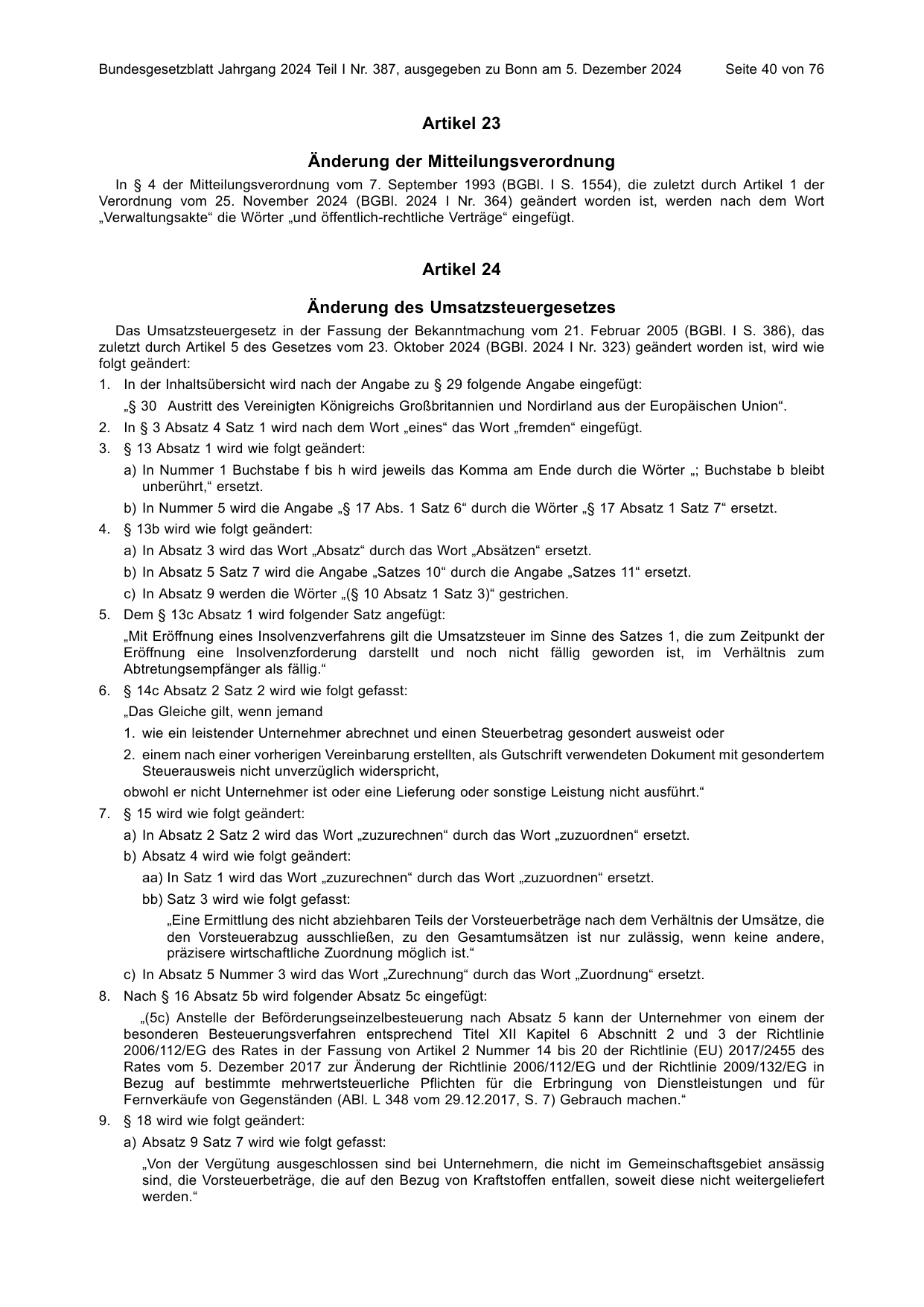 BGBl. 2024, Seite 40 — Originalseite als Abbildung