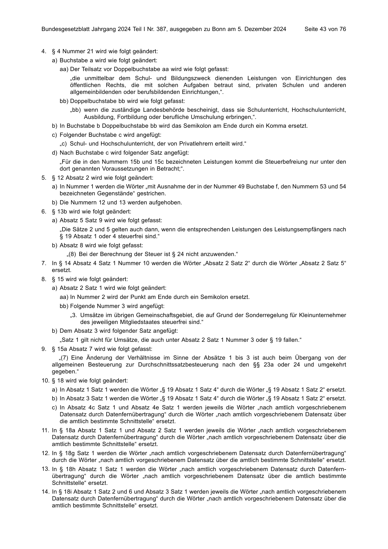 BGBl. 2024, Seite 43 — Originalseite als Abbildung
