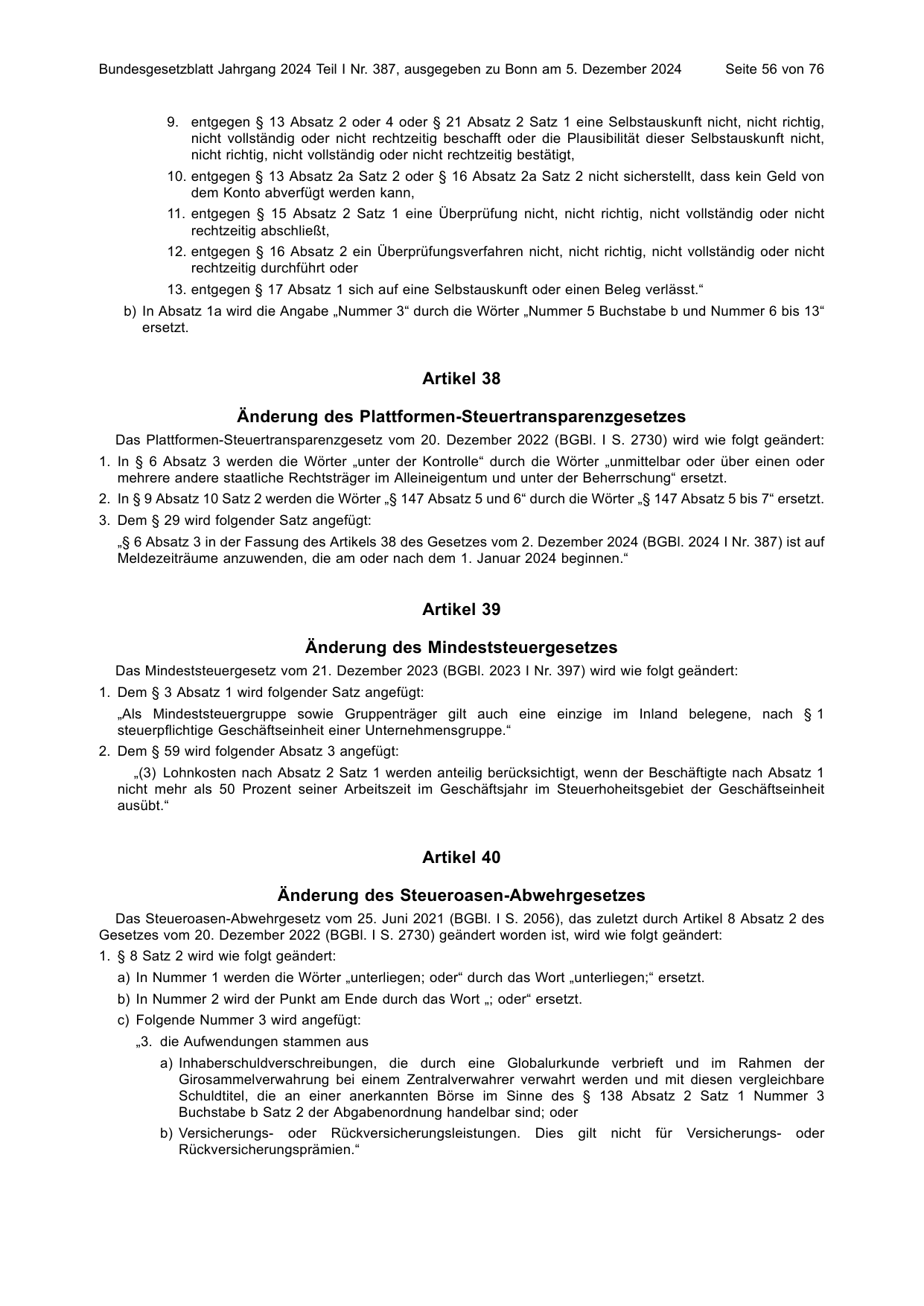 BGBl. 2024, Seite 56 — Originalseite als Abbildung