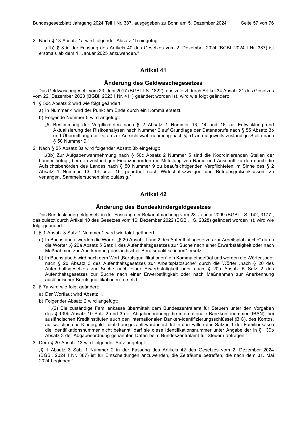 BGBl. 2024, Seite 57 — Originalseite als Abbildung
