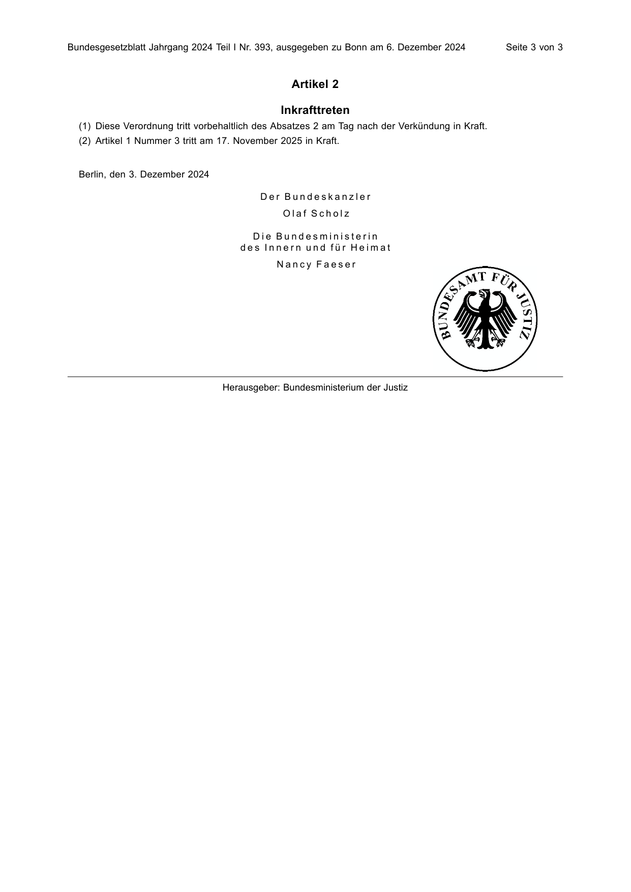 BGBl. 2024, Seite 3 — Originalseite als Abbildung