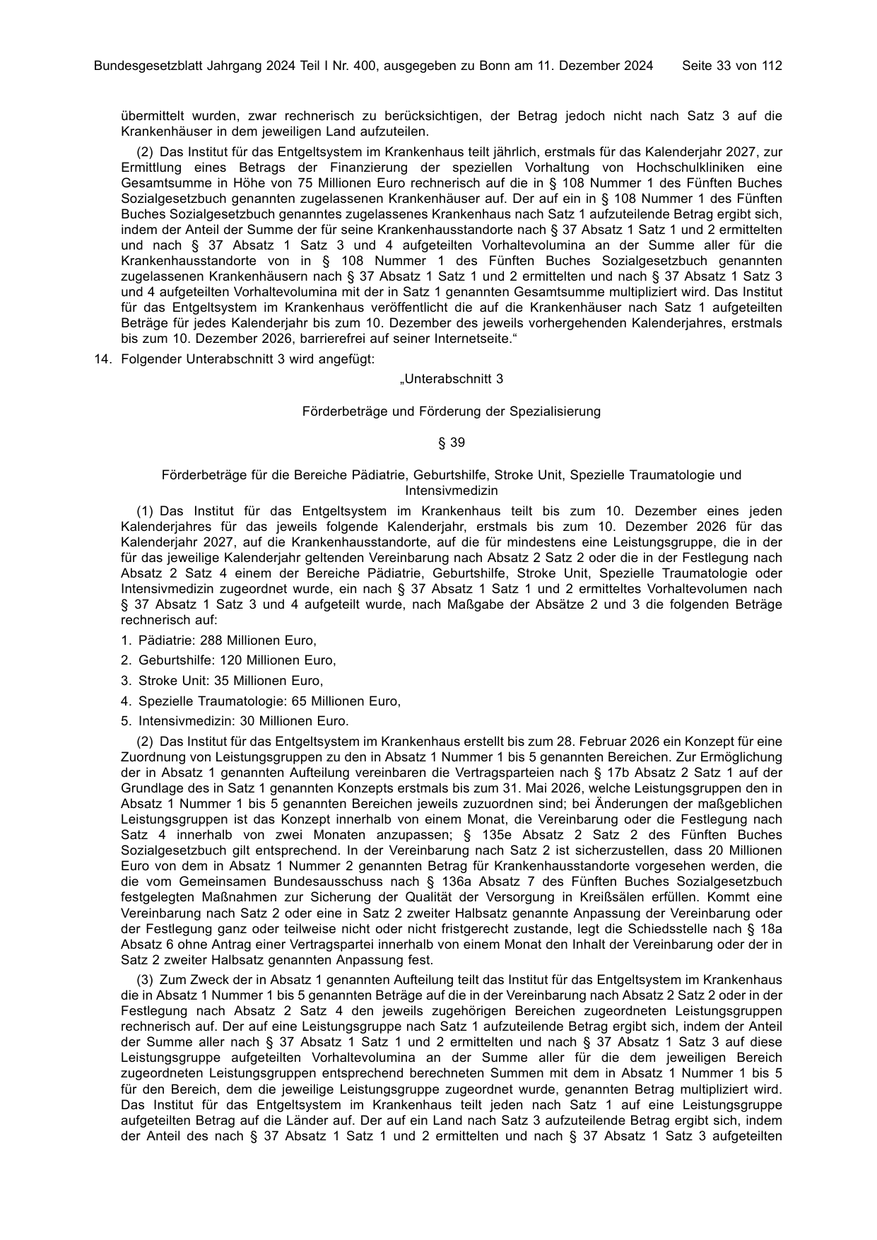 BGBl. 2024, Seite 33 — Originalseite als Abbildung