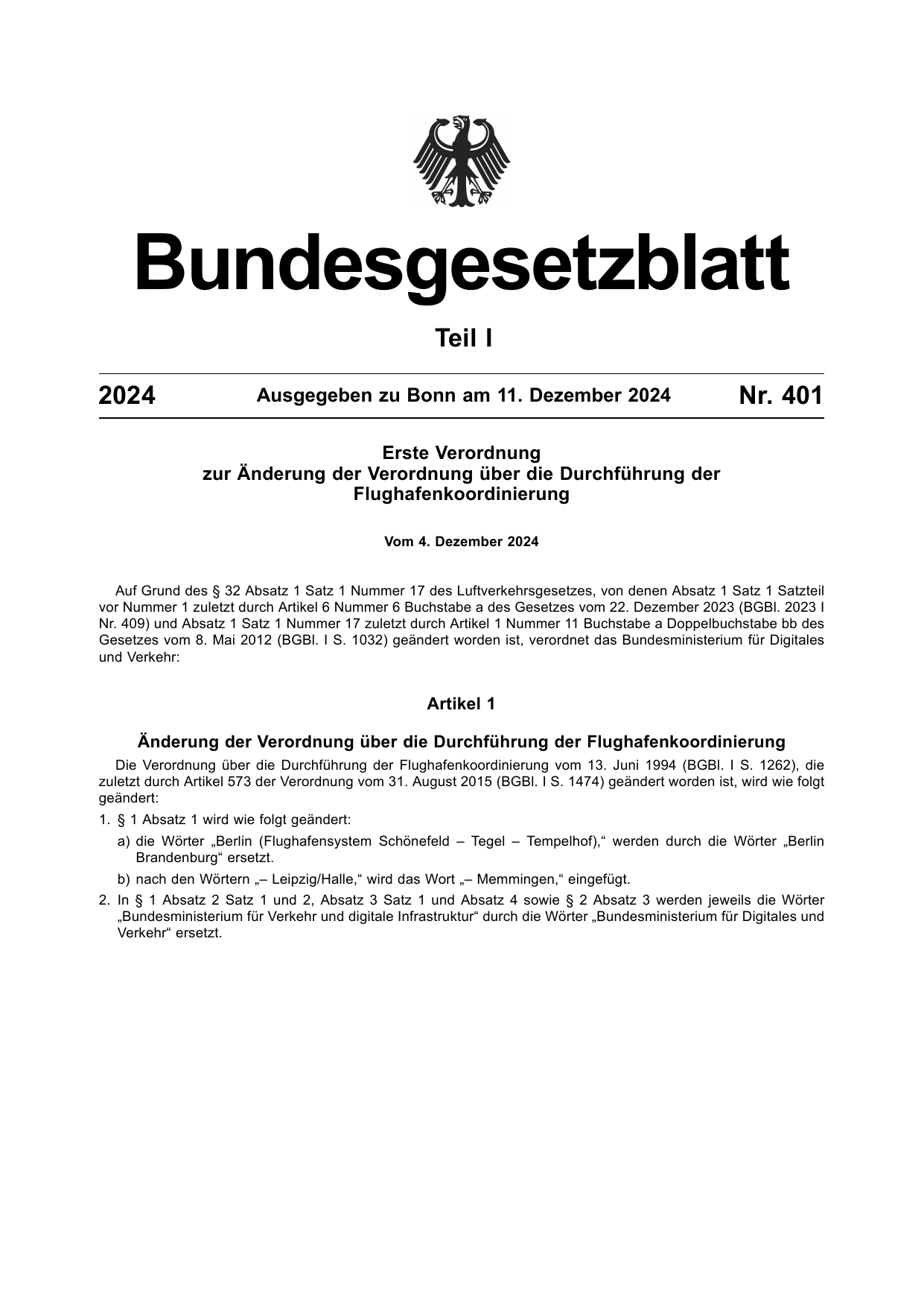 BGBl. 2024, Seite 1 — Originalseite als Abbildung