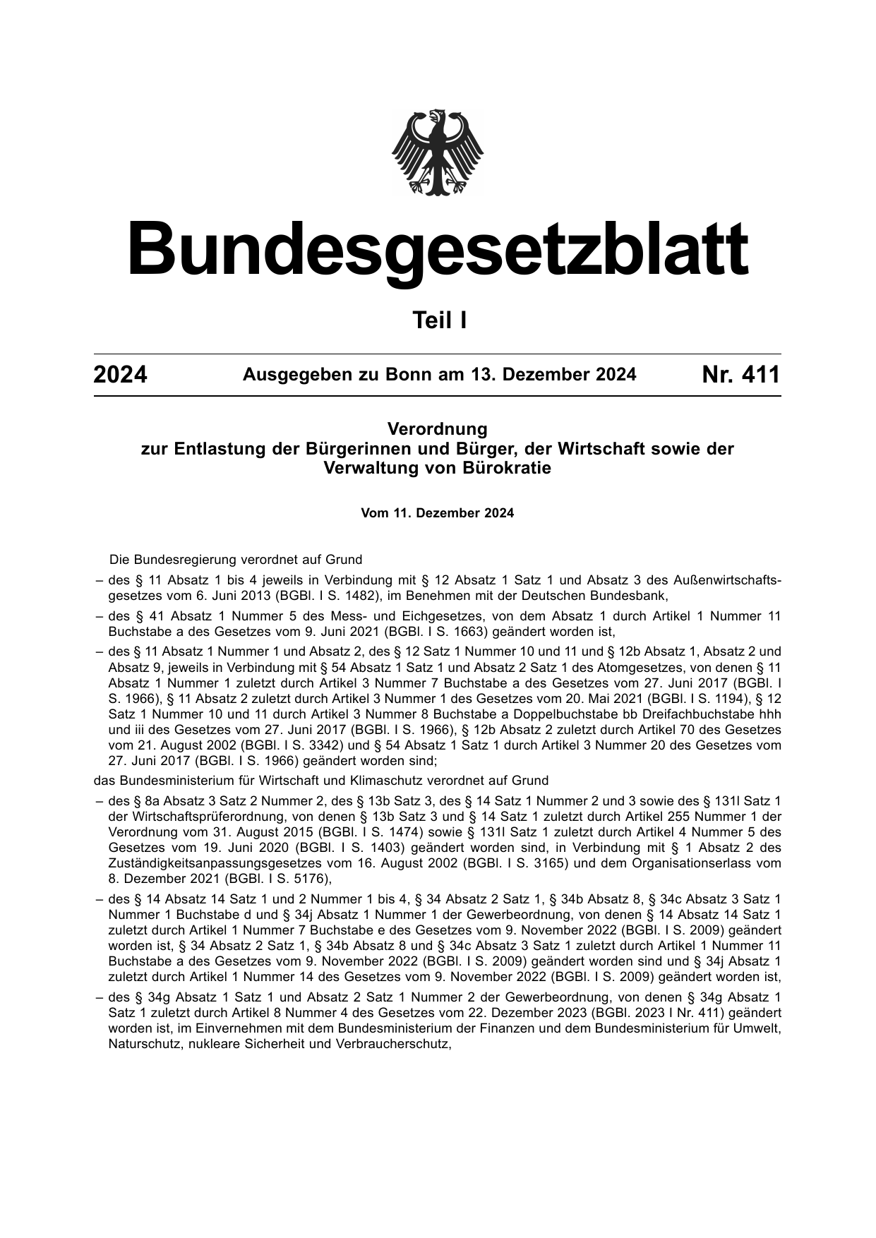 BGBl. 2024, Seite 1 — Originalseite als Abbildung