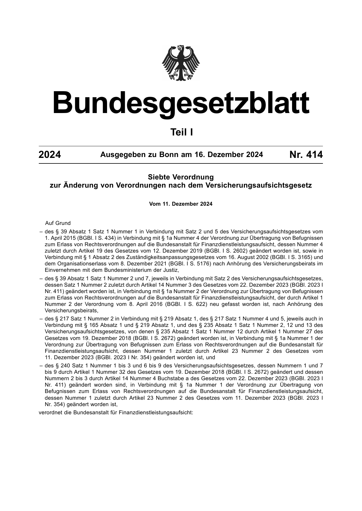 BGBl. 2024, Seite 1 — Originalseite als Abbildung