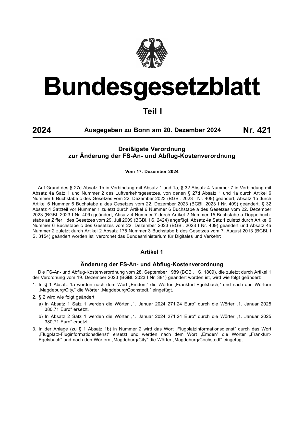BGBl. 2024, Seite 1 — Originalseite als Abbildung