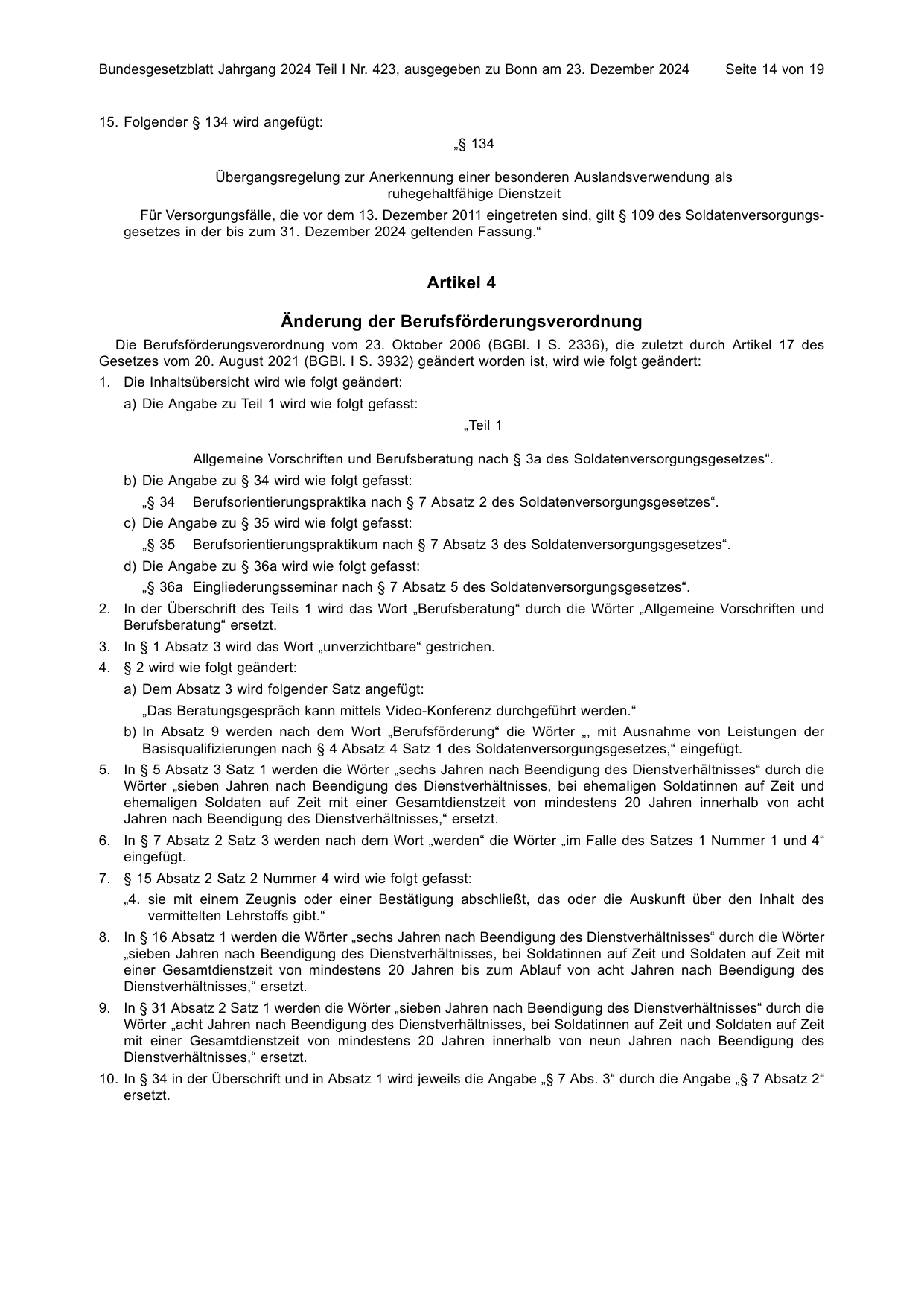 BGBl. 2024, Seite 14 — Originalseite als Abbildung