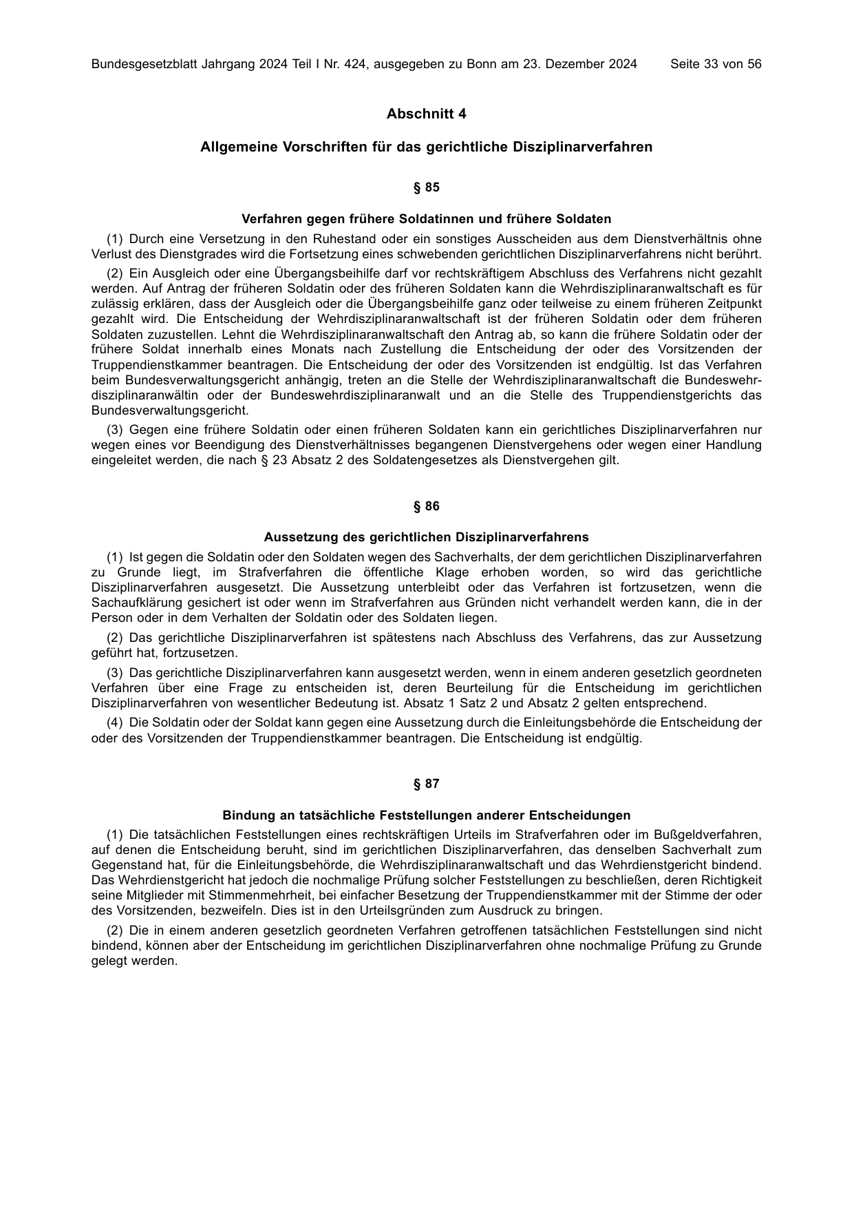 BGBl. 2024, Seite 33 — Originalseite als Abbildung