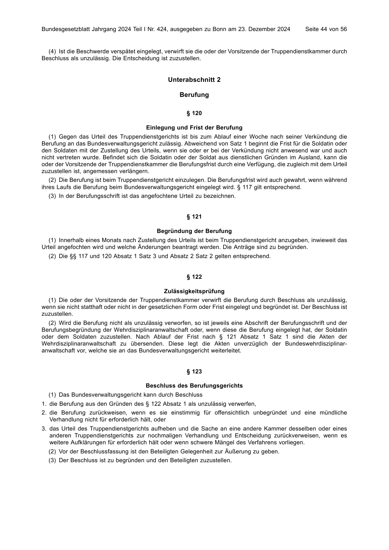 BGBl. 2024, Seite 44 — Originalseite als Abbildung