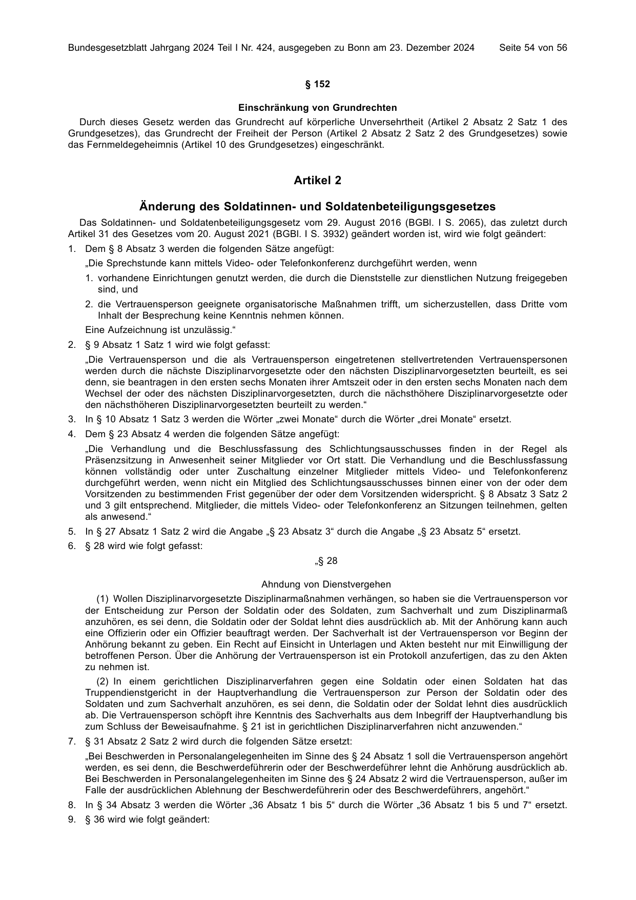 BGBl. 2024, Seite 54 — Originalseite als Abbildung