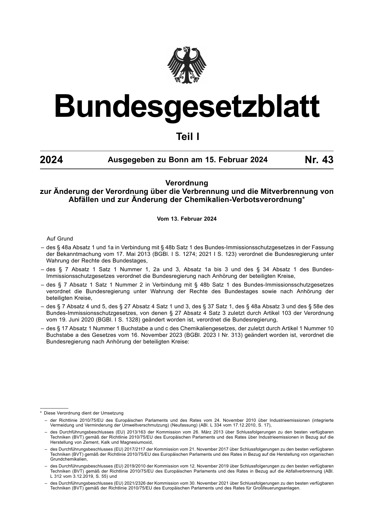 BGBl. 2024, Seite 1 — Originalseite als Abbildung
