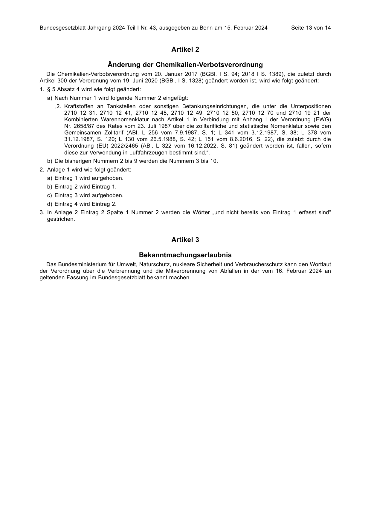 BGBl. 2024, Seite 13 — Originalseite als Abbildung