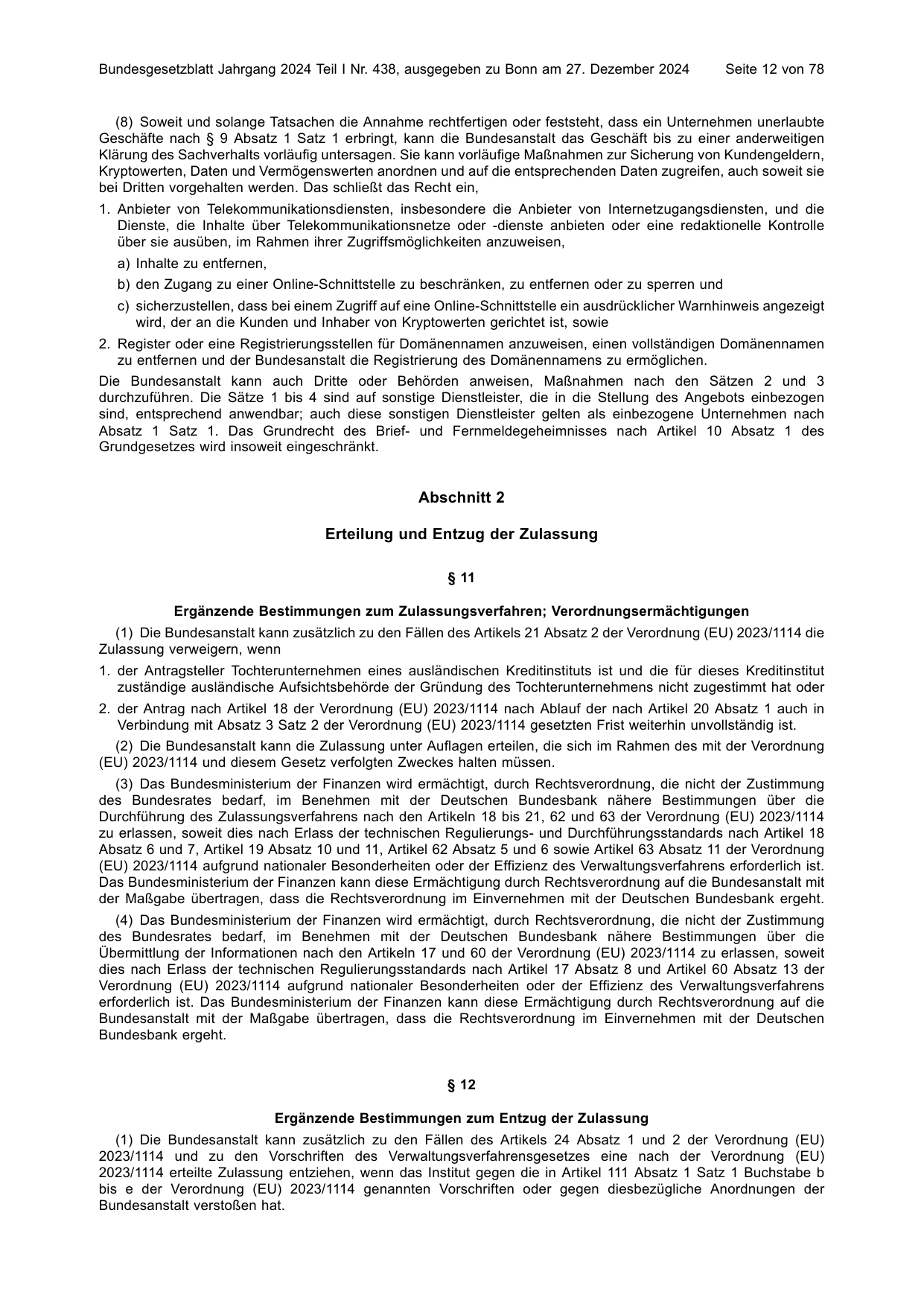BGBl. 2024, Seite 12 — Originalseite als Abbildung