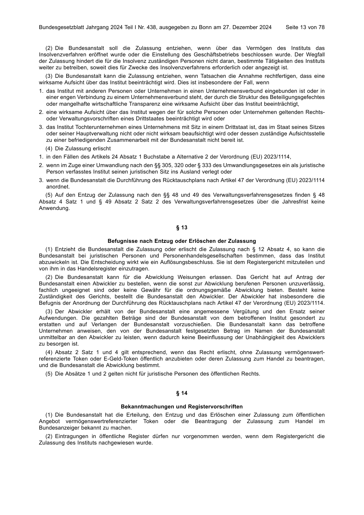 BGBl. 2024, Seite 13 — Originalseite als Abbildung