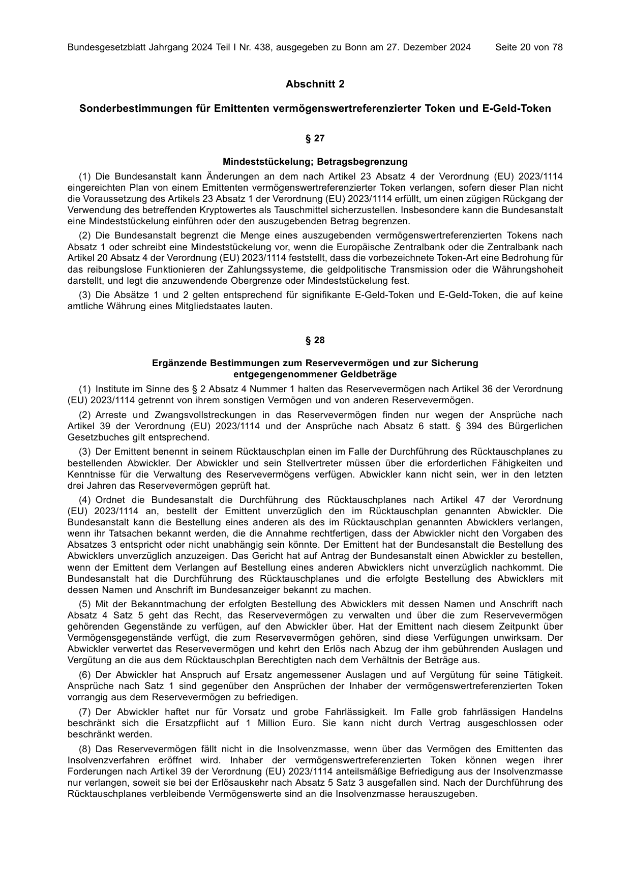 BGBl. 2024, Seite 20 — Originalseite als Abbildung