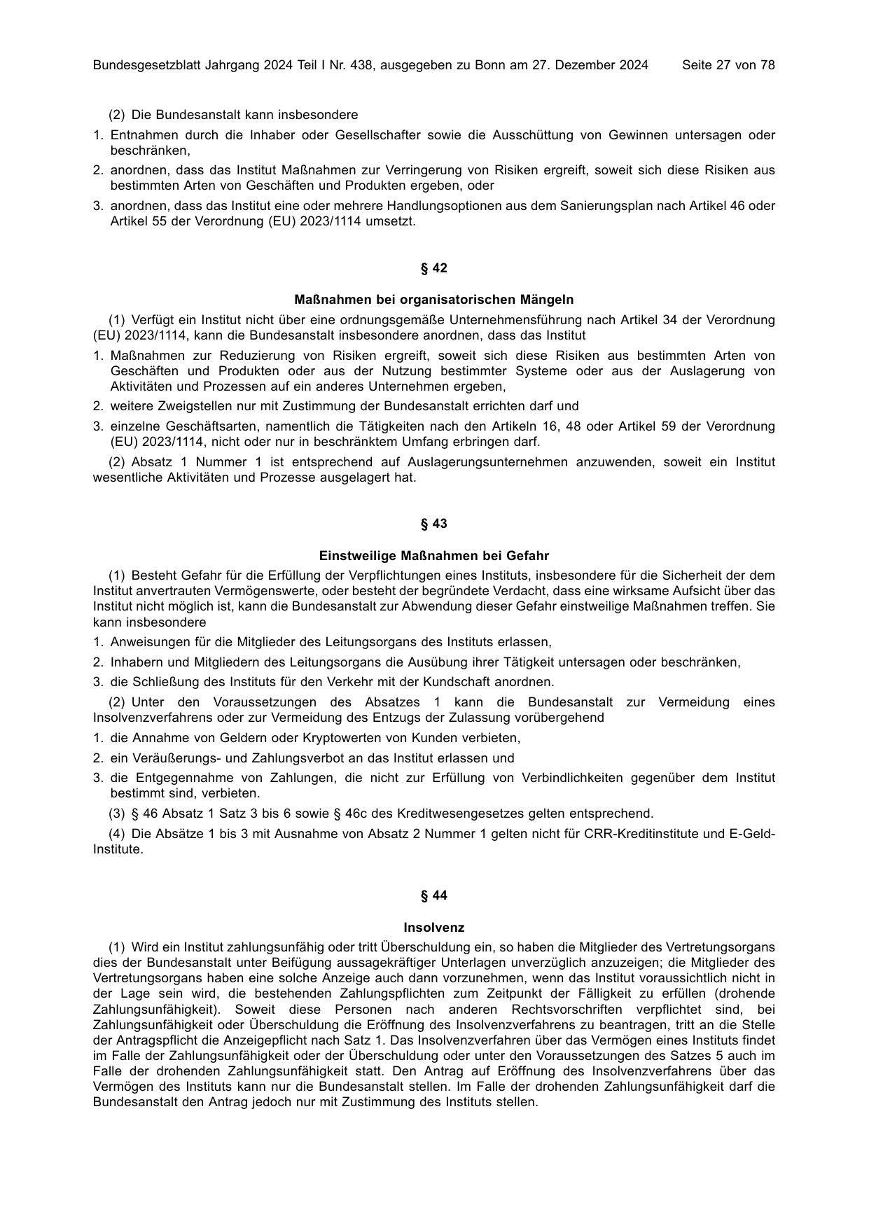BGBl. 2024, Seite 27 — Originalseite als Abbildung