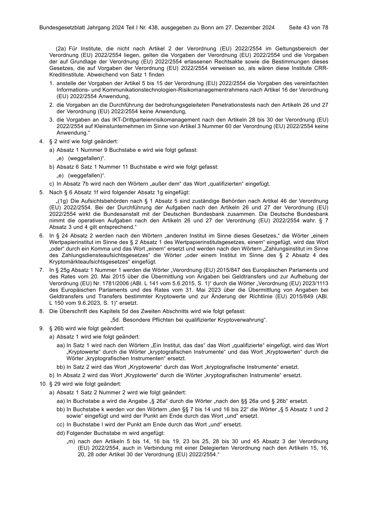 BGBl. 2024, Seite 43 — Originalseite als Abbildung