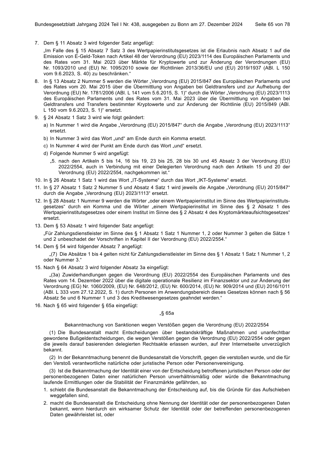BGBl. 2024, Seite 65 — Originalseite als Abbildung