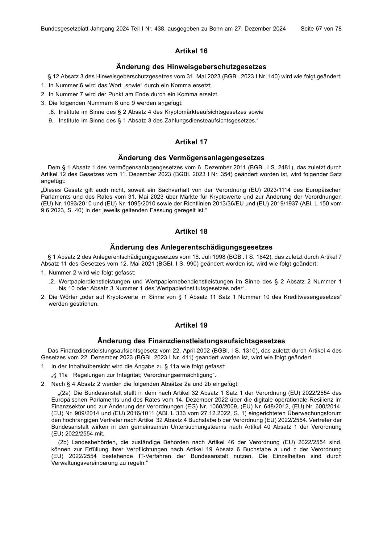 BGBl. 2024, Seite 67 — Originalseite als Abbildung