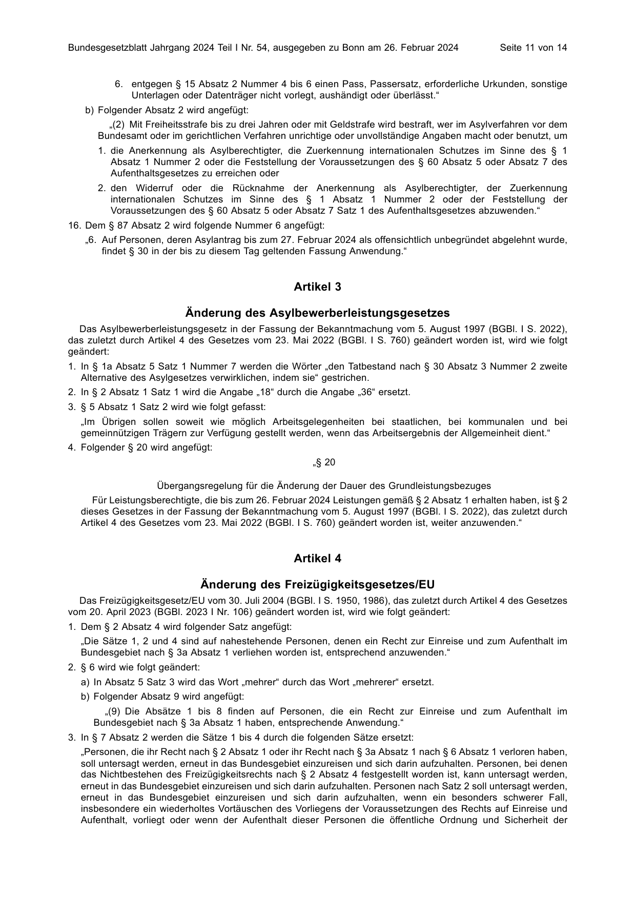 BGBl. 2024, Seite 11 — Originalseite als Abbildung