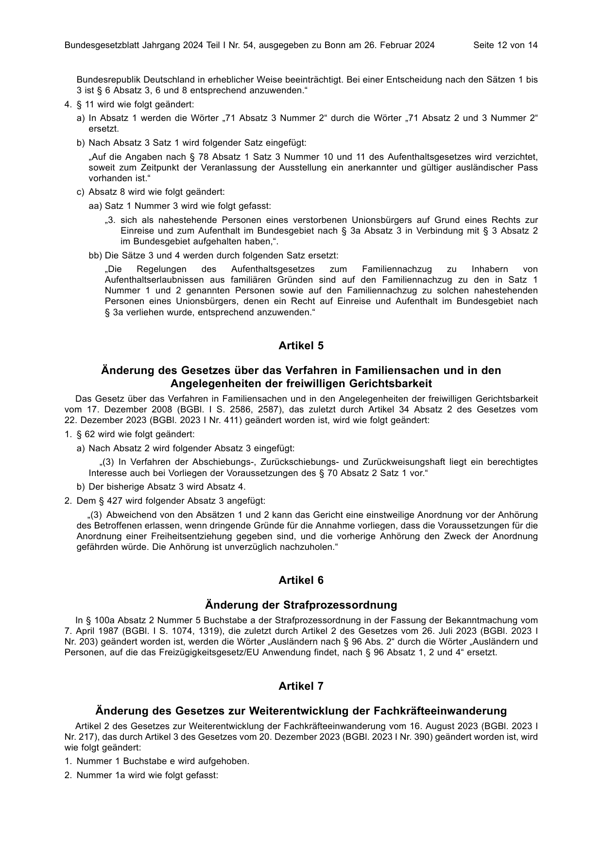BGBl. 2024, Seite 12 — Originalseite als Abbildung