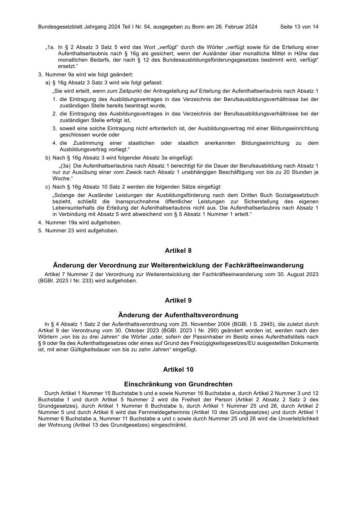 BGBl. 2024, Seite 13 — Originalseite als Abbildung