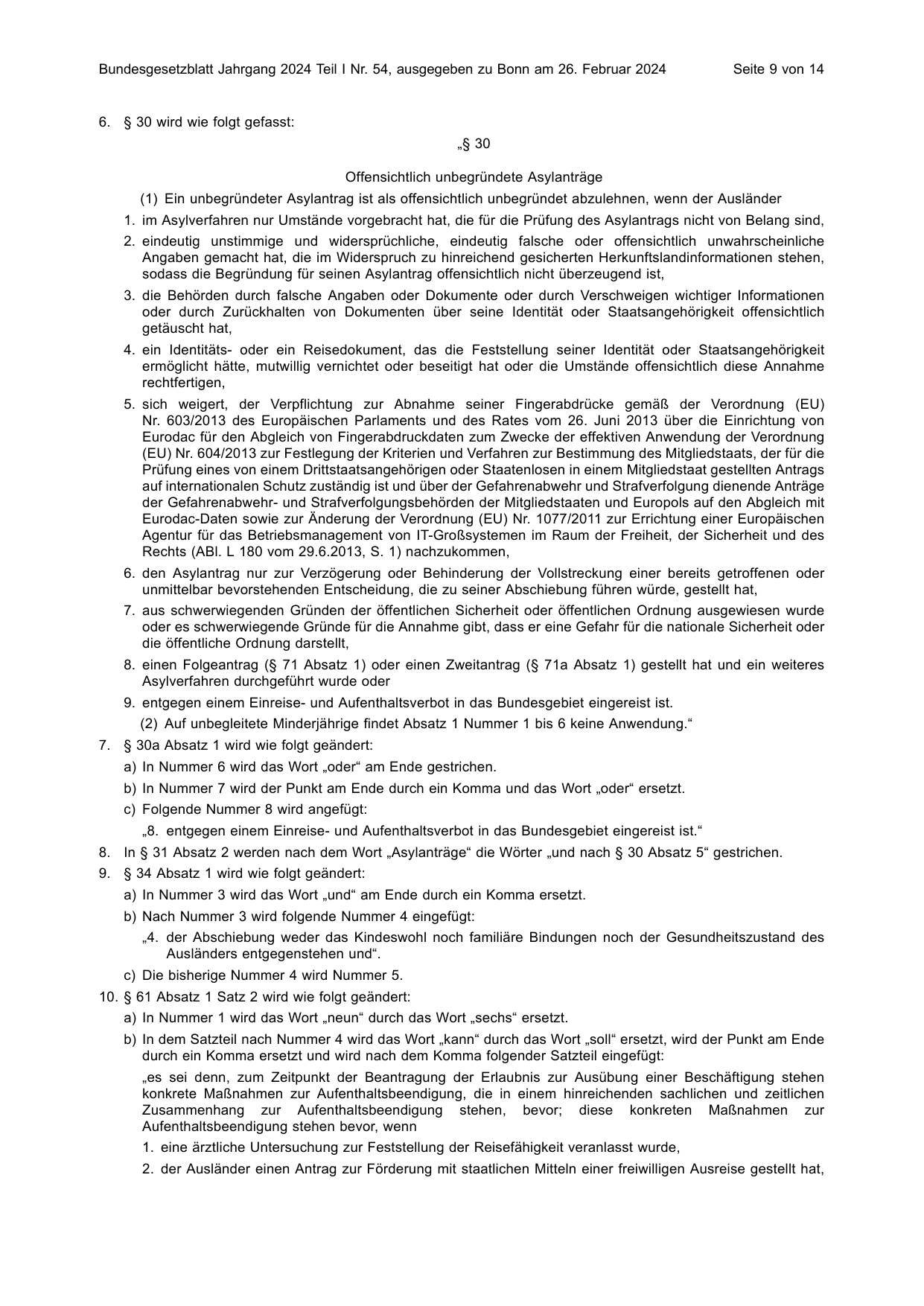 BGBl. 2024, Seite 9 — Originalseite als Abbildung