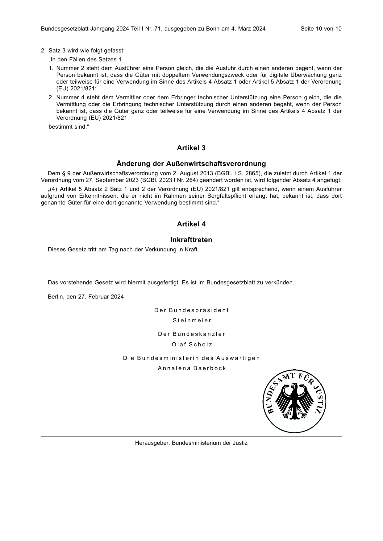 BGBl. 2024, Seite 10 — Originalseite als Abbildung