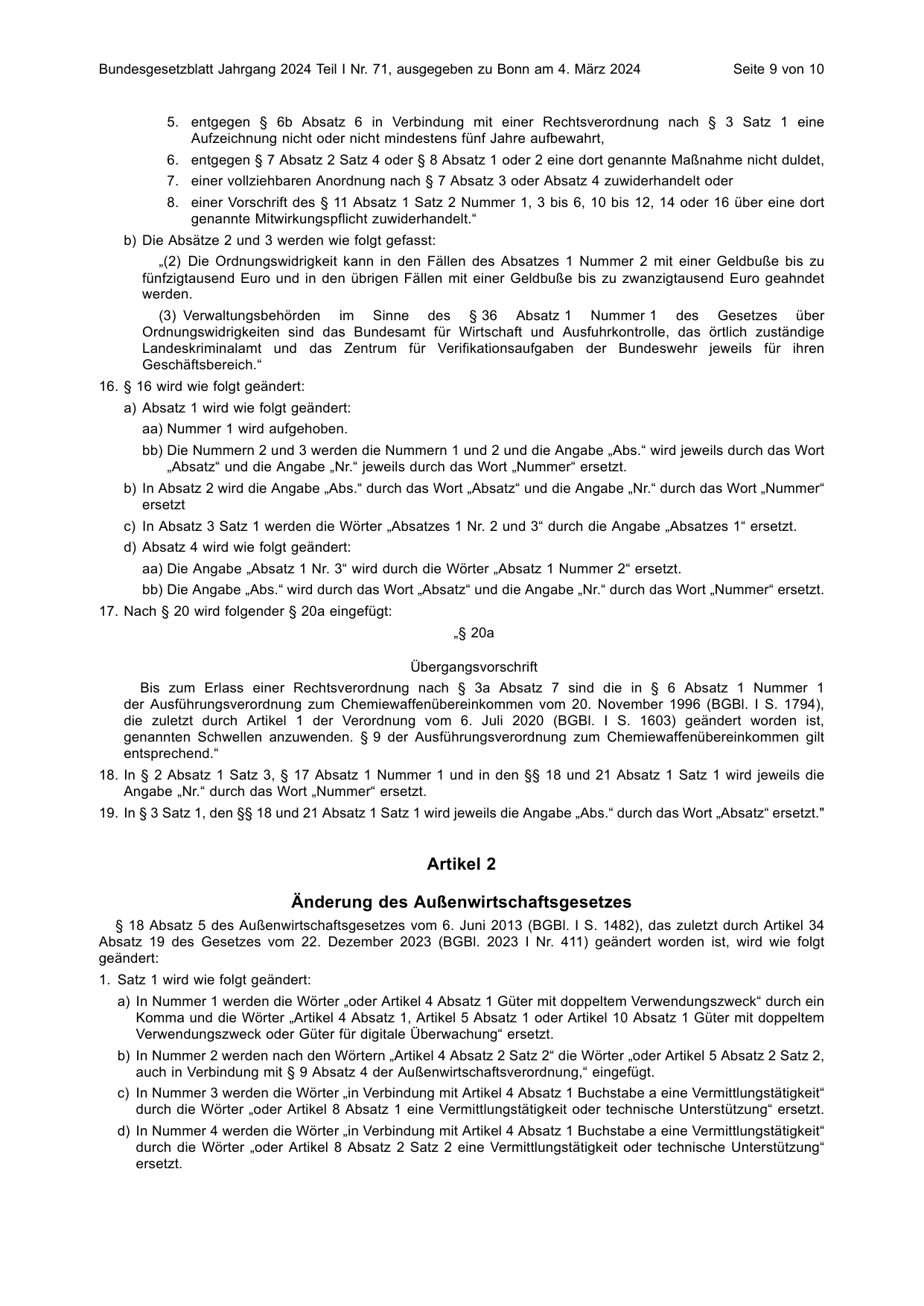 BGBl. 2024, Seite 9 — Originalseite als Abbildung