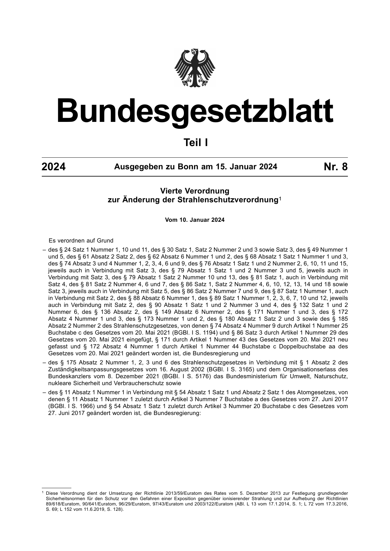 BGBl. 2024, Seite 1 — Originalseite als Abbildung