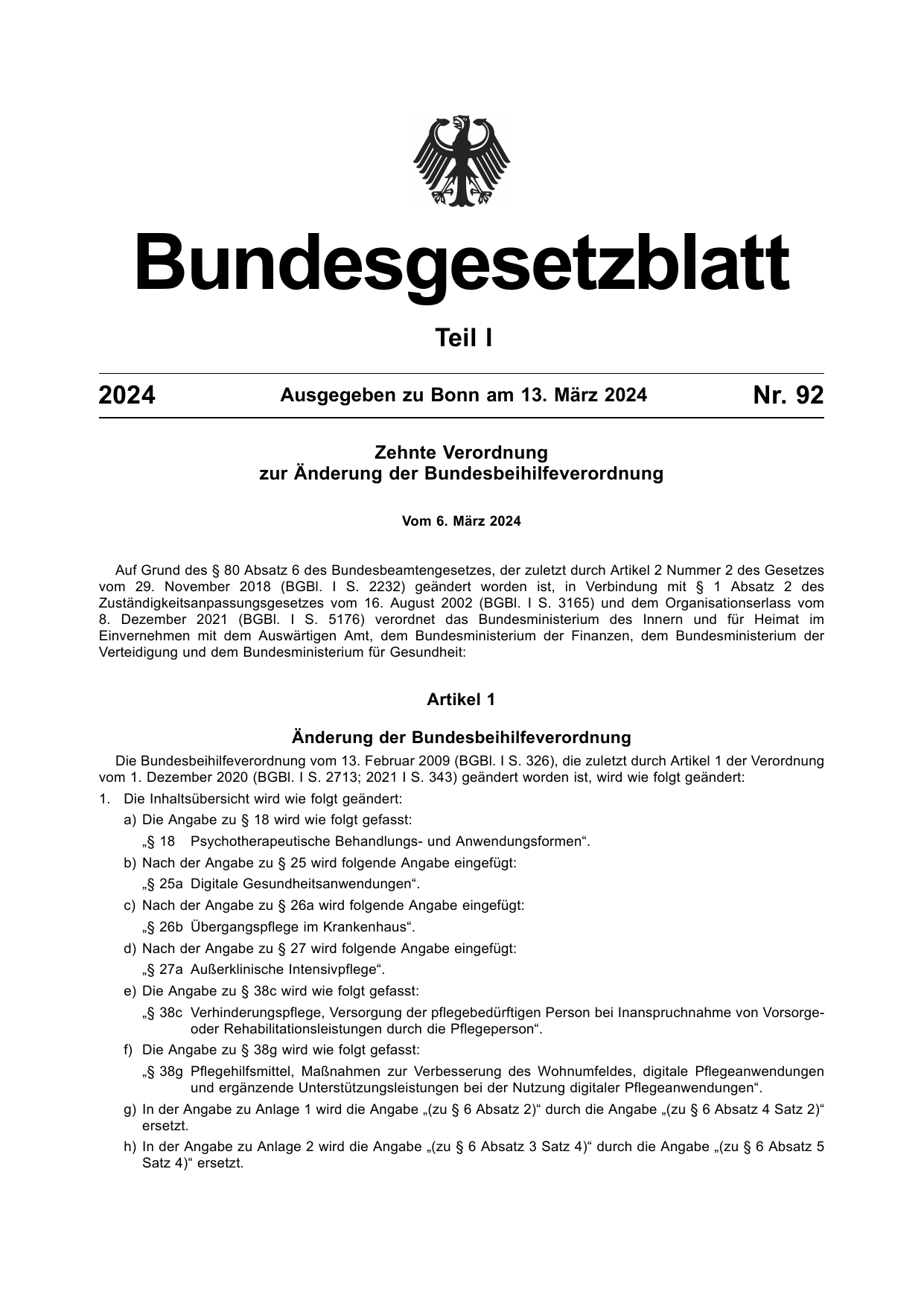 BGBl. 2024, Seite 1 — Originalseite als Abbildung