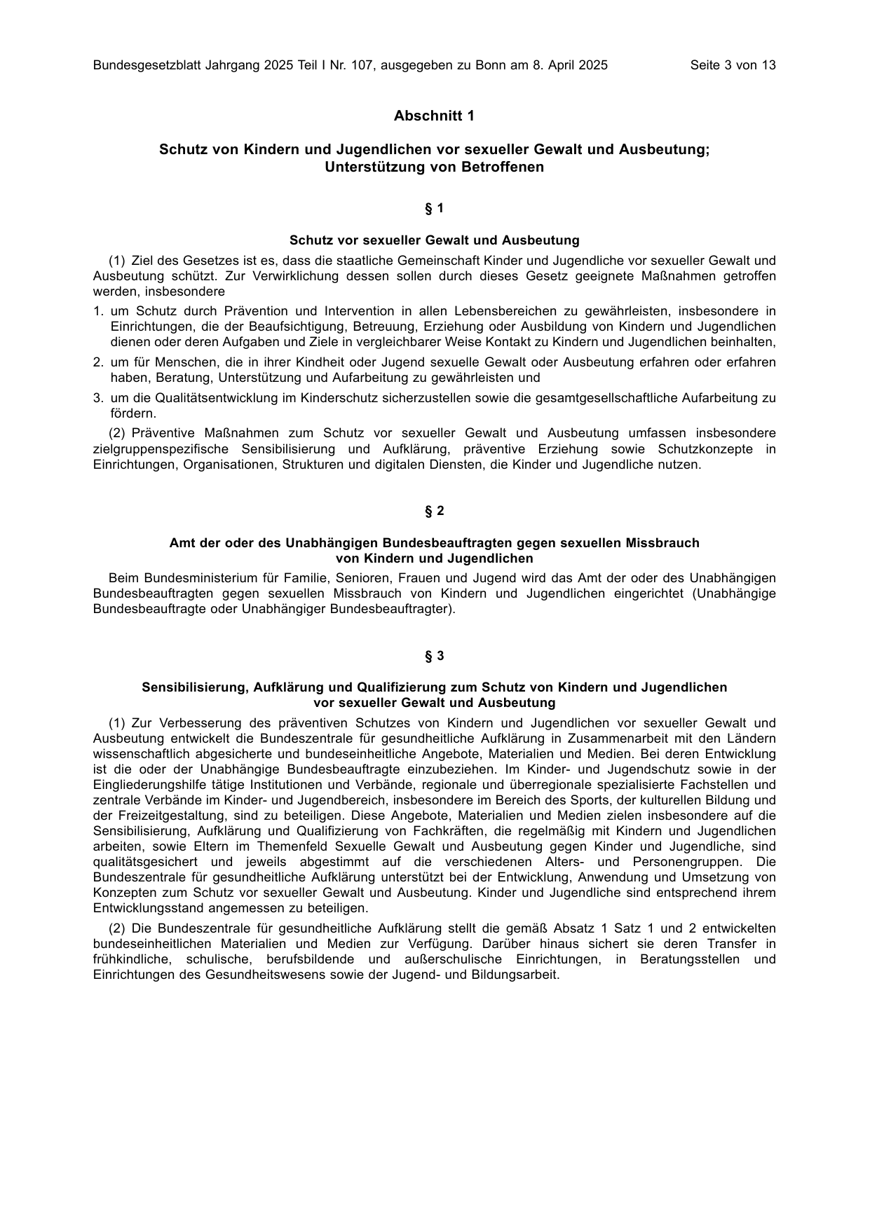BGBl. 2025, Seite 3 — Originalseite als Abbildung