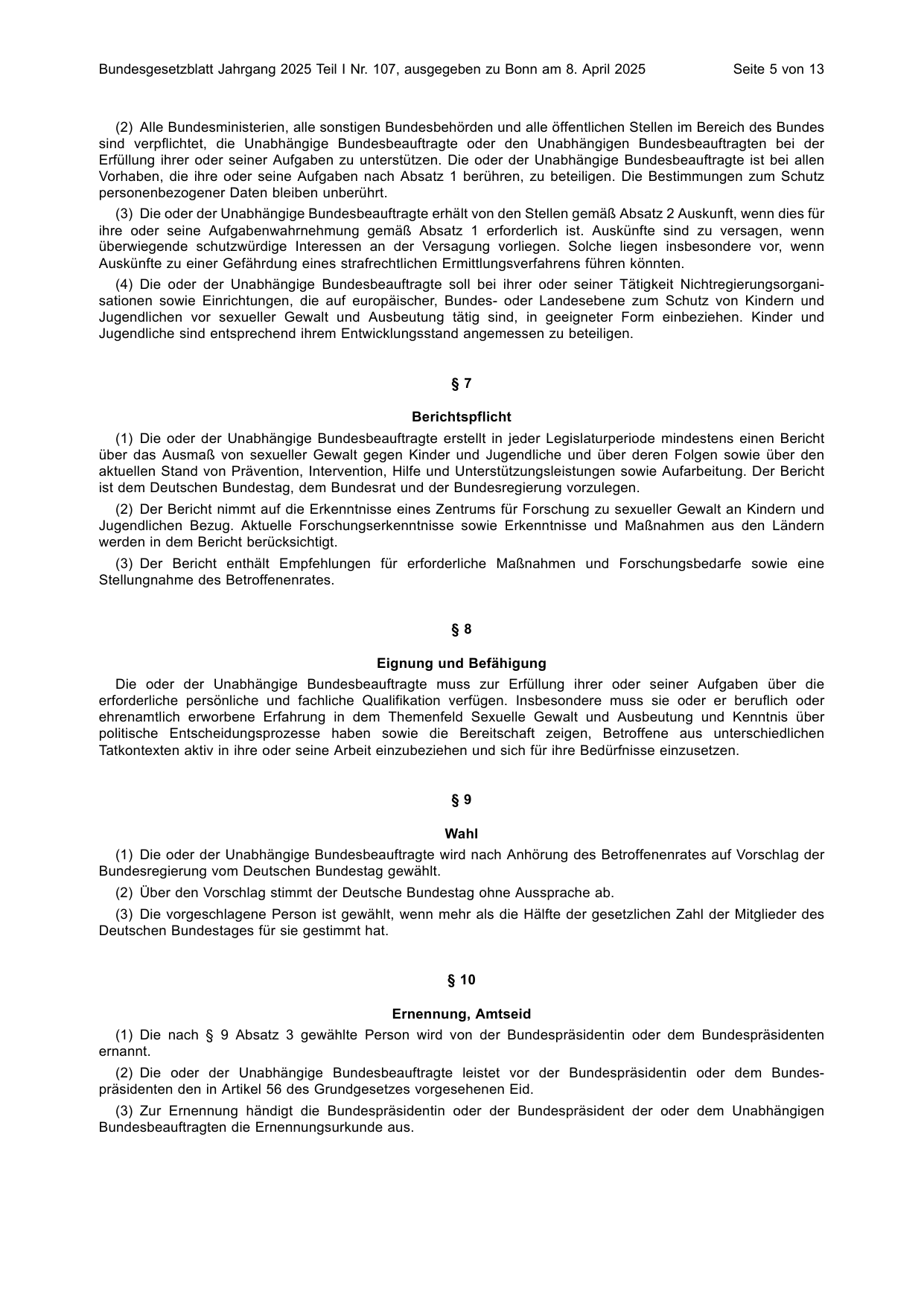 BGBl. 2025, Seite 5 — Originalseite als Abbildung