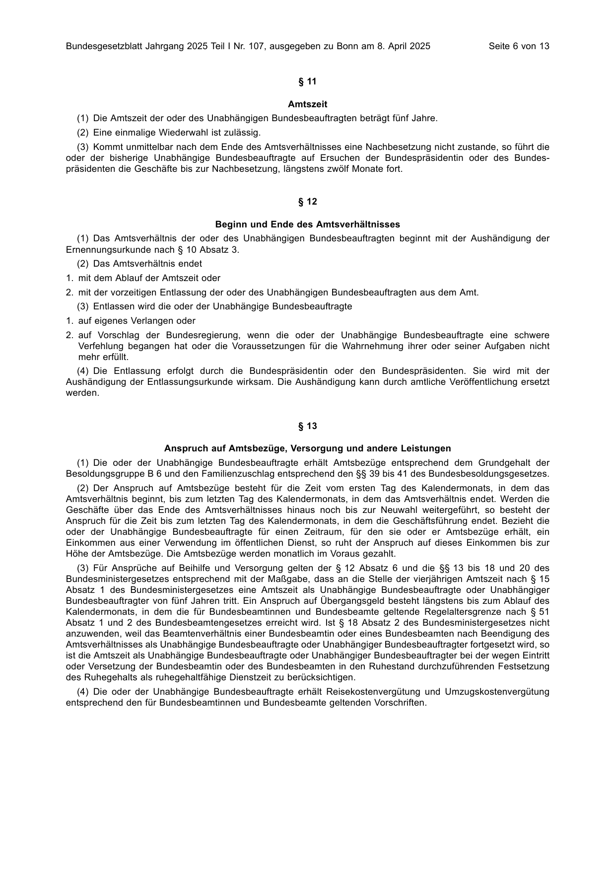 BGBl. 2025, Seite 6 — Originalseite als Abbildung