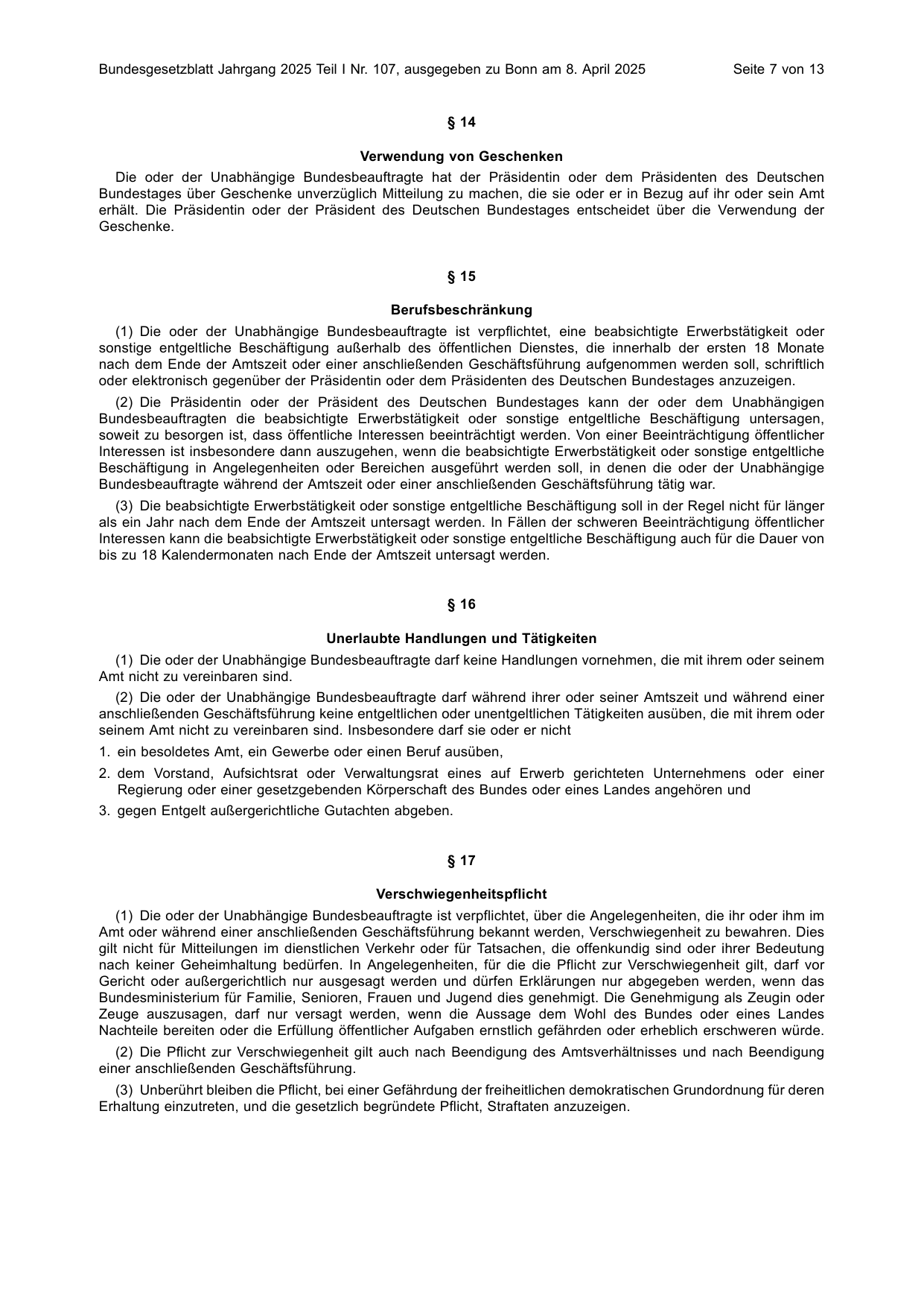 BGBl. 2025, Seite 7 — Originalseite als Abbildung