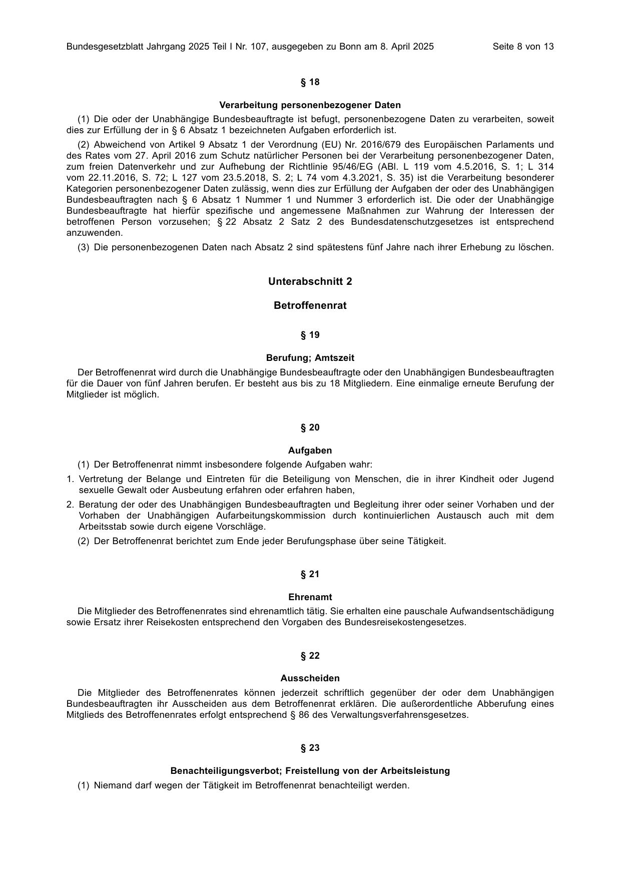 BGBl. 2025, Seite 8 — Originalseite als Abbildung