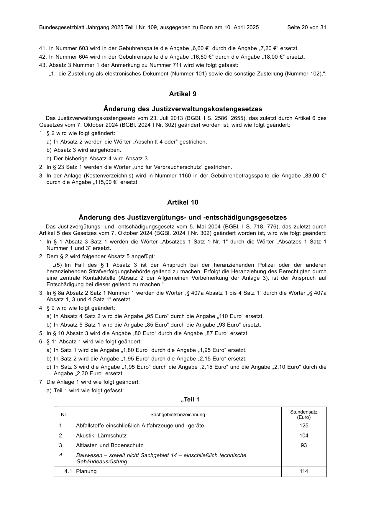 BGBl. 2025, Seite 20 — Originalseite als Abbildung